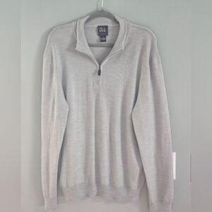 Jos A. Bank Traveler Sweater Men's XL Gray 1/4 Zip Pullover 100% Merino Wool